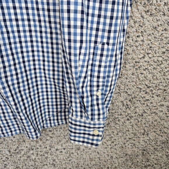 J Crew Shirt Mens Medium Blue Check Button Down Indigo Slim Fit Long Casual - Picture 2 of 7